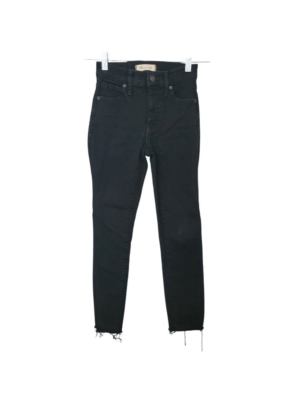 Madewell 9" Mid-Rise Skinny Jeans Womens Size 23 Black Frost Distressed